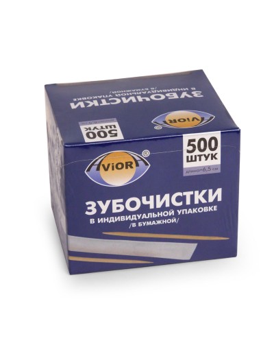 Зубочистки инд/упак. AVIORA,500 шт, в бумаж., бамбук (50)