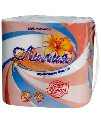 Туалетная бумага "Лилия" 2-х сл, 4рул/пач (12)