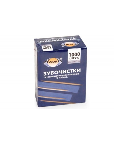 Зубочистки инд/упак. AVIORA,1000 шт, в бумаж., бамбук (30)